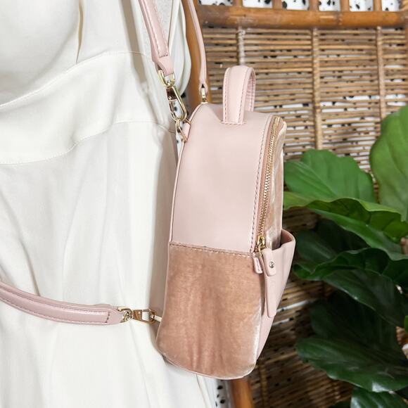 Kate Spade | Watson Lane Merry Pink Silk Velvet Leather Crossbody Mini Backpack - Picture 8 of 15